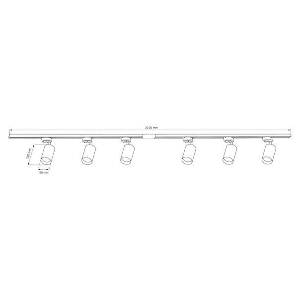 Sufitowa szynowa lampa 1-fazowa zestaw LONDON 327932 tuby metalowe czarne