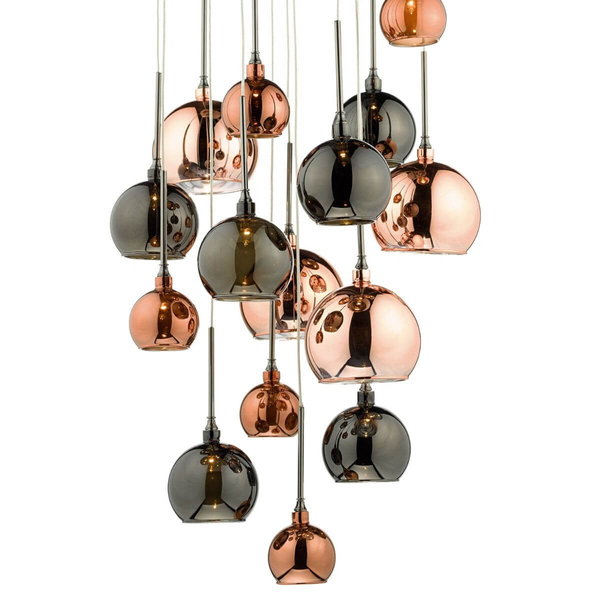 Wisząca lampa Aurelia AUR1564 Dar Lighting szkło miedziany czarny chrom bursztynowy