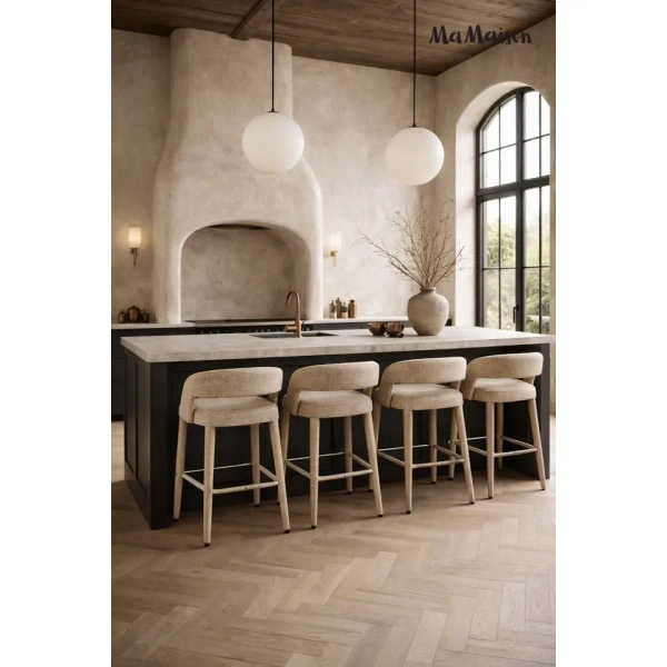 Tkaninowe krzesło IRIS MM001501100351 beżowe do jadalni 47cm