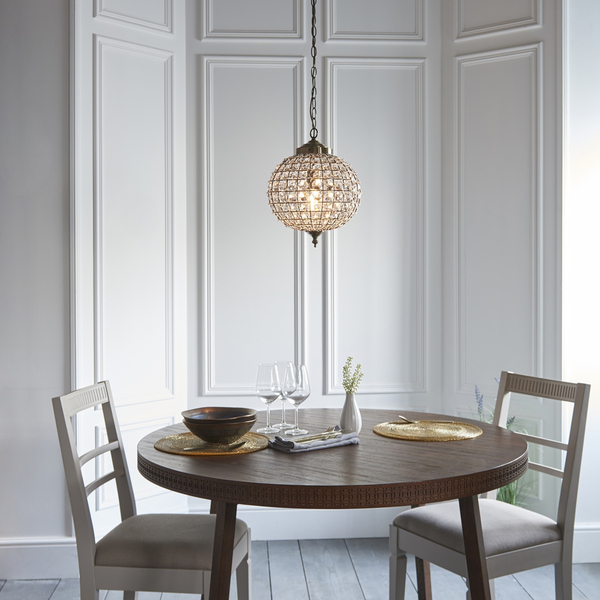 Wisząca lampa glamour Tanaro EH-TANARO-AB Endon kryształowa mosiądz