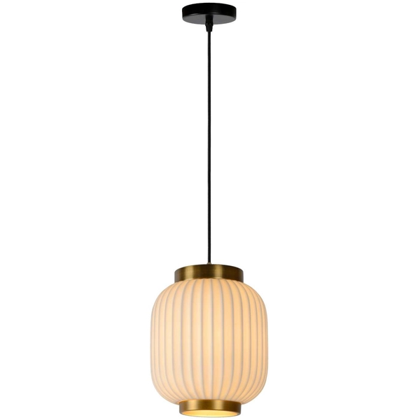 Plisowana LAMPA wisząca GOSSE 13435/01/31 Lucide porcelanowa OPRAWA retro ZWIS angielski biały