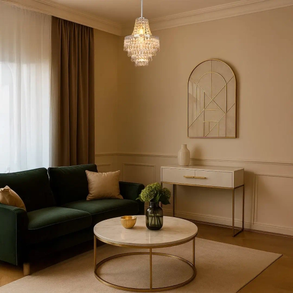 Kaskadowa lampa wisząca Gemma MLP1587 do salonu kryształowa srebrny