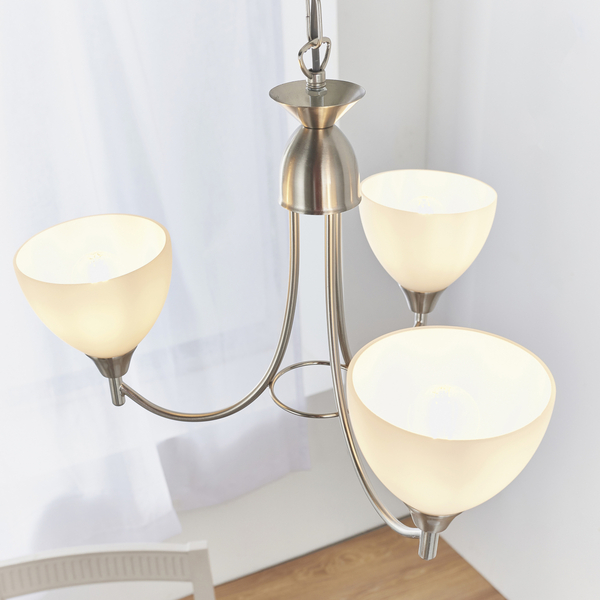 Lampa wisząca Alton 1805-3SC kielichy szkło opalowe satynowy chrom