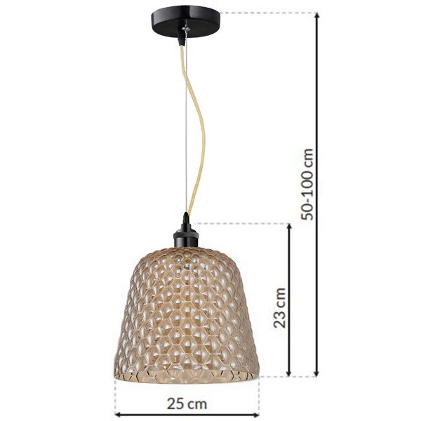 LAMPA wisząca RIO ML5554 Milagro loftowa OPRAWA szklana ZWIS glamour bursztynowy czarny
