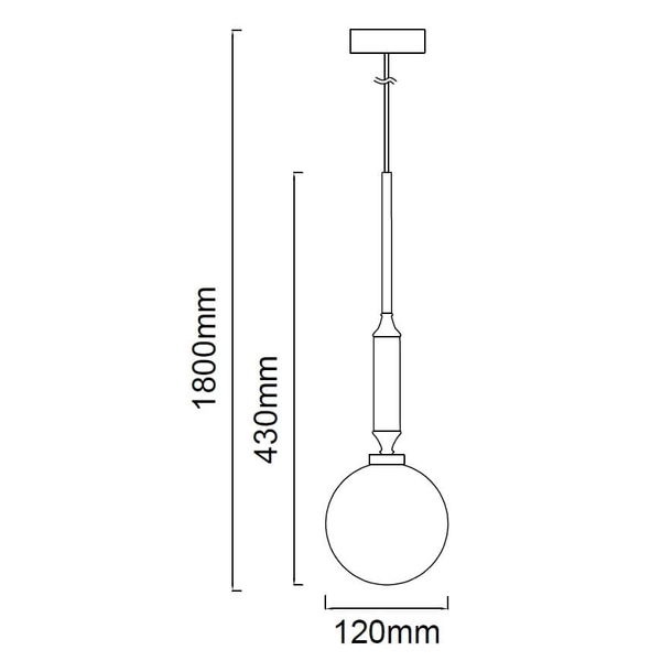 Wisząca lampa 1-płomienna Ero I biały zwis kula nad blat