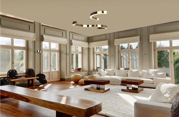 Złota lampa wisząca LOTUS stylowy zwis ściemnialny LED 40W 3000K