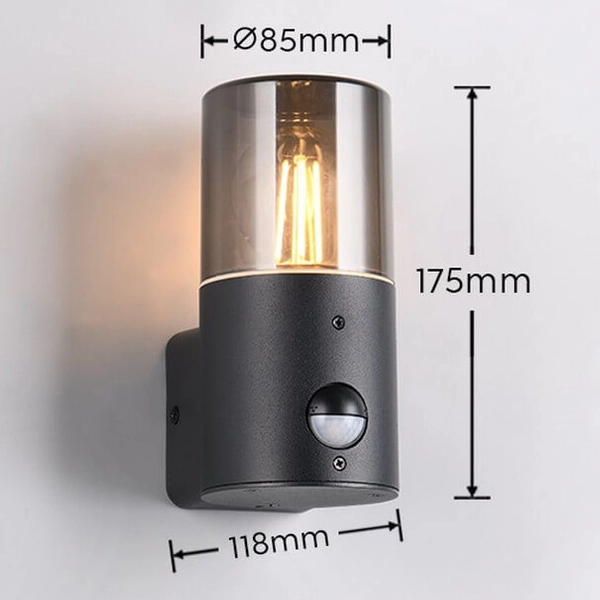 Przyścienna lampa Hoosic 222260132 IP44 czujnik ruchu czarny