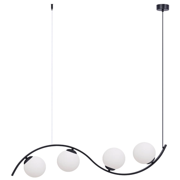 Salonowa wisząca lampa Wave 5014 molekuły fala szkło metal czarny biały