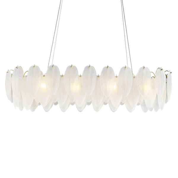 Dekoracyjna lampa wisząca nad wyspę PIUMA ST-6289-10C pióra mosiądz biały