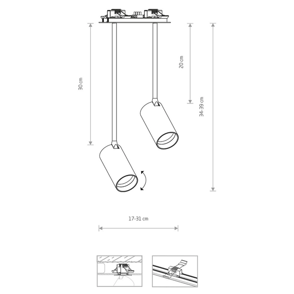 Salonowa oprawa podstropowa Mono 7743 metalowe spoty czarne złote