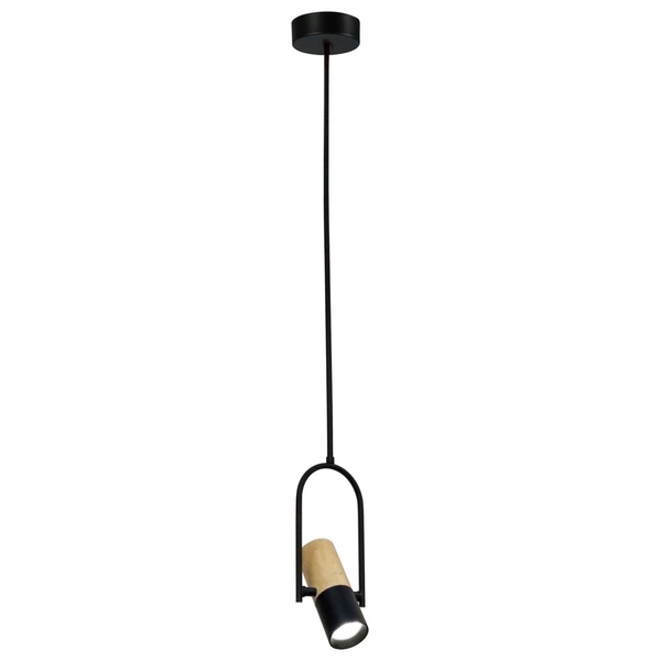 LAMPA wisząca BOVINO LP-1111/1P Light Prestige metalowa OPRAWA tuba ZWIS drewno czarna