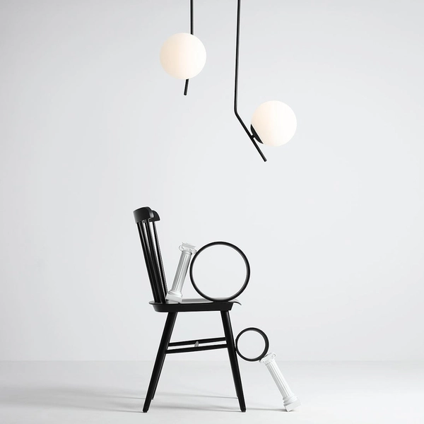 Szklana kula sufitowa GALLIA 1095PL_G1_L Aldex okrągła kula salonowa biała