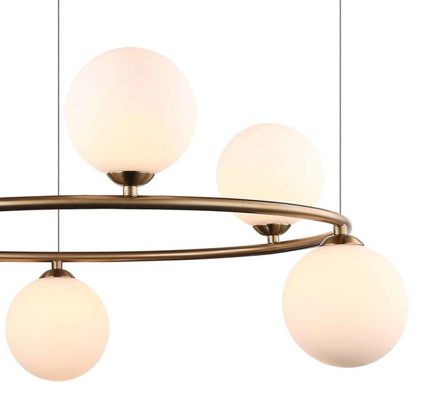 LAMPA wisząca AMILY MDM-3974/6 BRO Italux metalowa OPRAWA okrągły ZWIS szklane kule balls złote białe