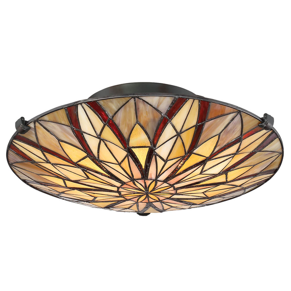 Sufitowa lampa tiffany Victory QZ-VICTORY-SF okrągła brązowa kolorowa