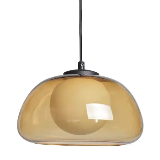 Szklana lampa wisząca do salonu Ainale PND-54637-1-BK-YLL bursztynowa