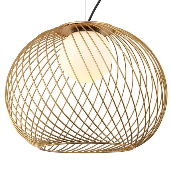 LAMPA wisząca CLARISA MDM-3842-1 GD Italux metalowa OPRAWA druciana ZWIS klatka ball złota