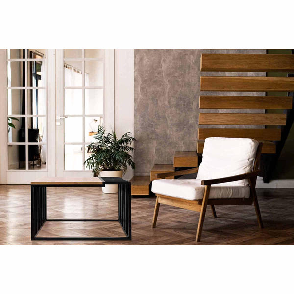 Stolik kawowy Kaja Home KS-27 STOLIK industrialny metalowy drewniany czarny