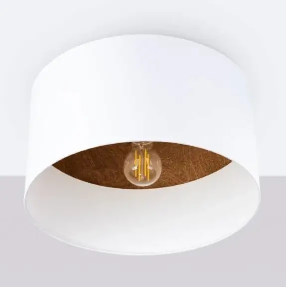 Tkaninowa lampa sufitowa Telesto SL.1392 Sollux okrągła biały brązowy