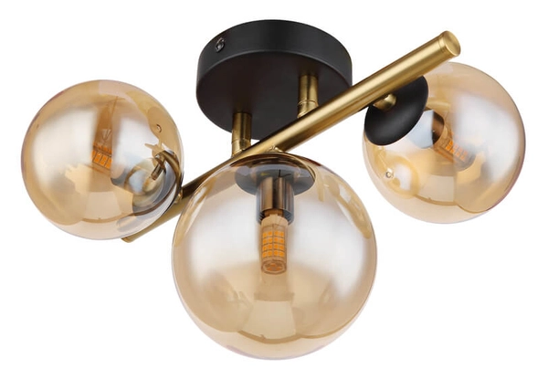 Sufitowa lampa Riha 56135-3W balls czarna bursztynowa