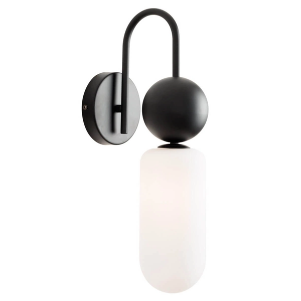 Kinkiet ścienny owalny NOVA W0381 Maxlight szklany kula czarny biały