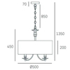 Klasyczna LAMPA wisząca ABU DHABI P05406CH-WH Cosmolight abażurowy zwis do jadalni hampton biały