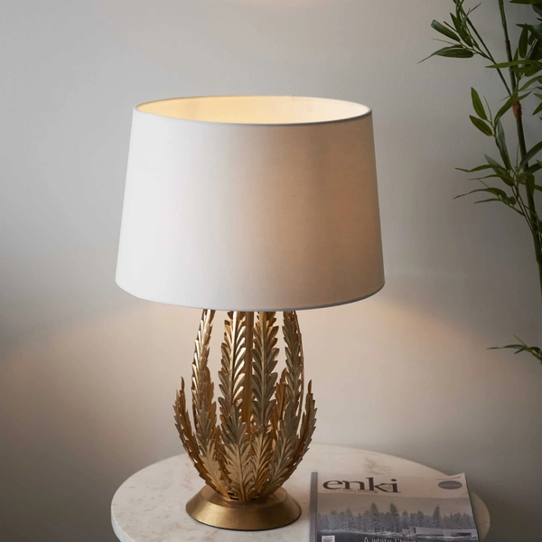 Dekoracyjna lampa abażurowa Delphine 95037 Endon liście biała złota