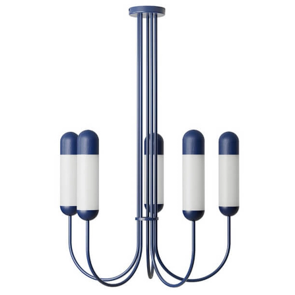 Szklana lampa wisząca Funsui FNB51313R02 sople granatowe białe