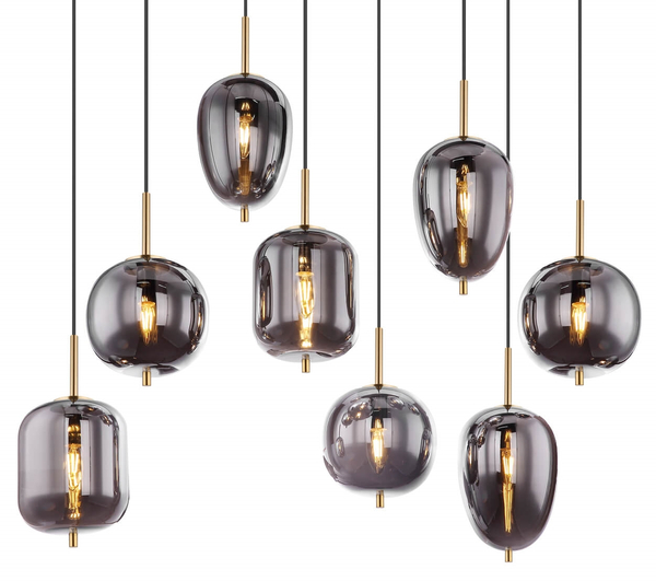Lampa wisząca Blacky 15345-8MM designerska mosiądz przydymiona