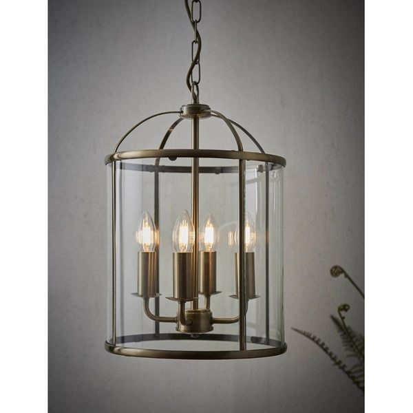 Lampa wisząca szklana kopuła antyczny mosiądz Lambeth OUTLET
