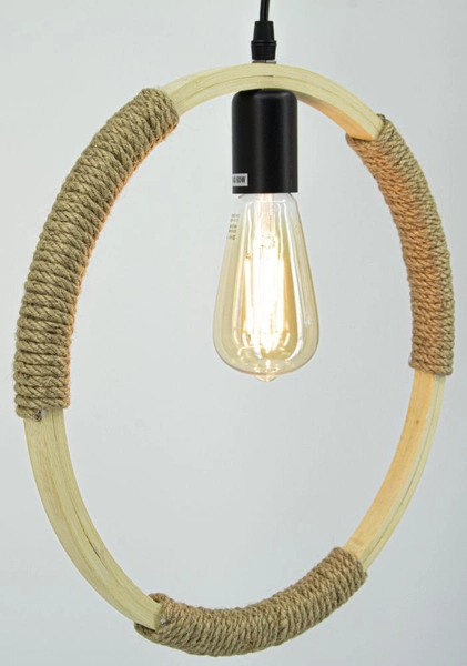 Lampa wisząca Kajo 8850/1 JB SZNUR kółko drewniane