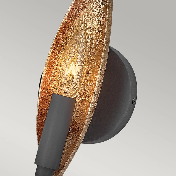 Dekoracyjny kinkiet QN-WILLOW1-CBK liść złoty czarny