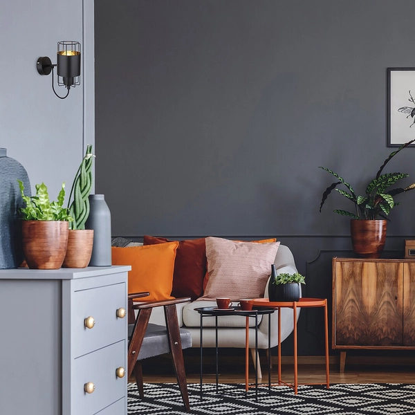 Industrialna lampa ścienna Dimitri 3123 druciany kinkiet do holu czarny