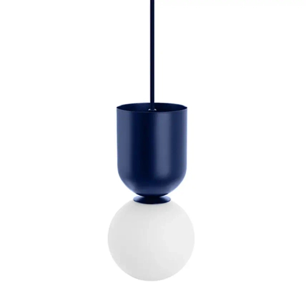 Zwieszana lampa kula LUOTI LUA11313P0 biała granatowa szklana G9 12W kulista nad stół
