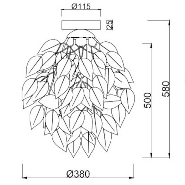 Sufitowa lampa Leavy R60461015 RL Light listki do salonu zielona czarna