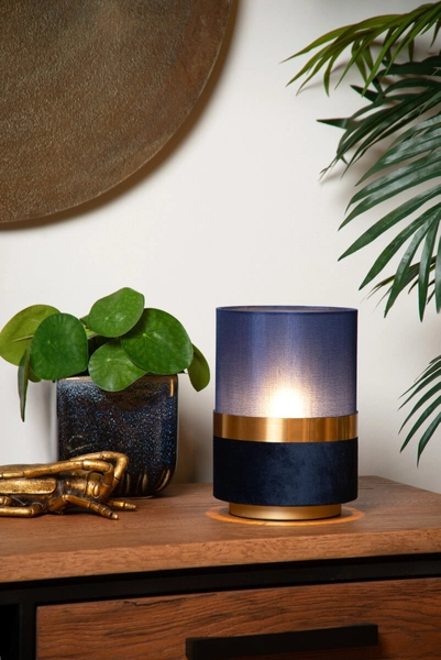 Lampka stołowa Tusse 10508/01/35 Lucide LED 5W tuba niebieska mosiądz