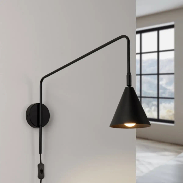 Lampa ścienna na wysięgniku NOX SL.1697 z wtyczką regulowana czarna