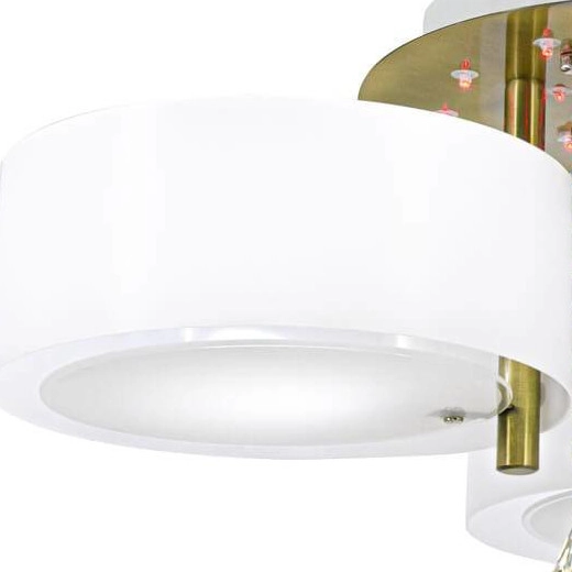 Abażurowa LAMPA sufitowa DRS8006/3 21QG Elem glamour OPRAWA z kryształkami do jadalni biała mosiądz