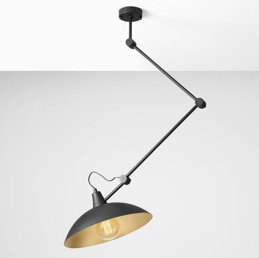 Industrialna lampa sufitowa MELOS 808PL_G1_Z regulacja kopuła czarna