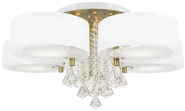 Glamour LAMPA sufitowa DRS8006/5 21QG Elem abażurowy plafon z łańcuszkami biały mosiądz
