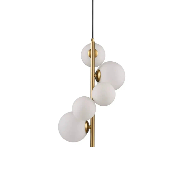 Lampa wisząca kulista MOLECULA NOW-10883P3 biała złota 5xG9 nad stół