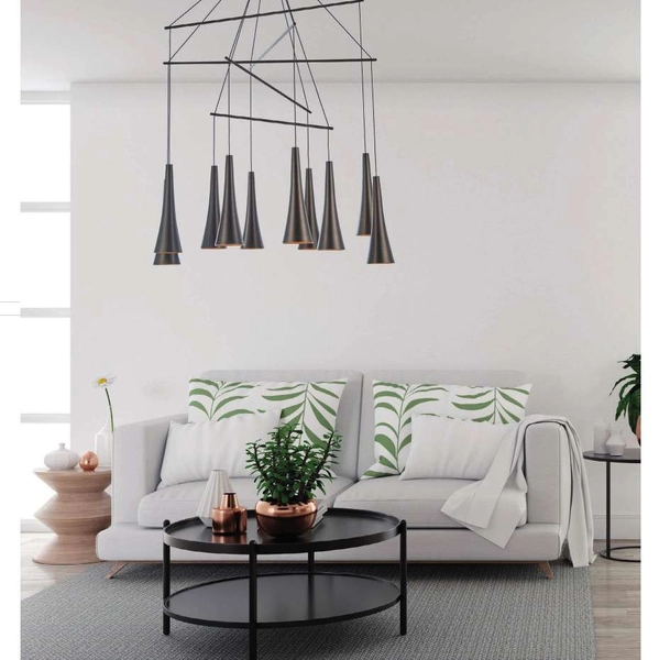 LAMPA wisząca LUCA MD16115-10A Italux metalowa OPRAWA zwis LED 50W 3000K kaskada stożki brązowe