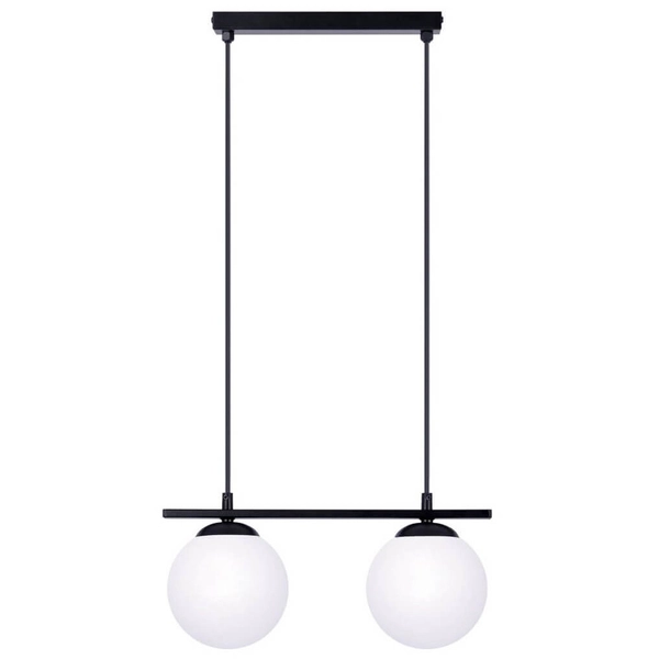 Szklana lampa wisząca do salonu GLOBE 1208 kule czarny biały