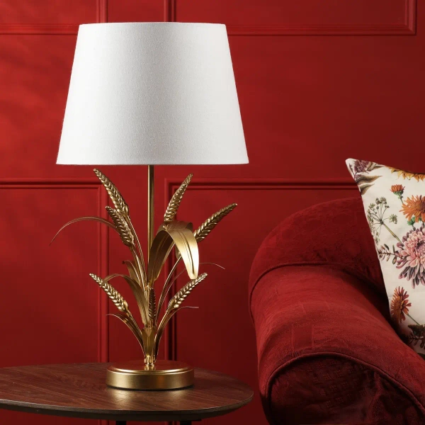 Designerska stołowa lampa Phaedra PHA4235 kłosy do salonu złote białe