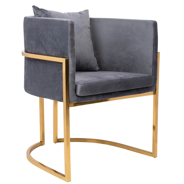 Fotel Chloe Velvet MSE011000303.V23 tapicerowany ciemnoszary złoty
