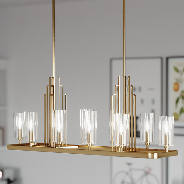 Lampa wisząca Art Deco QN-KIMROSE10-BNB nikiel mosiądz