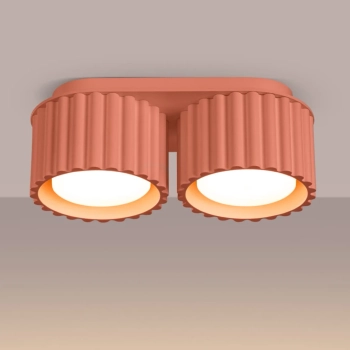 Podwójna lampa sufitowa AURA SL.1828 ryflowana brzoskwiniowa 2xGx53