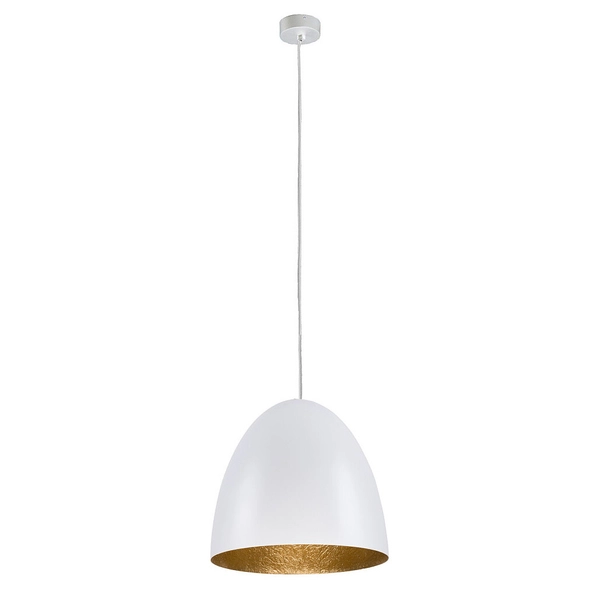Biała lampa wisząca Egg 9021 nowoczesna do sypialni nad łóżko