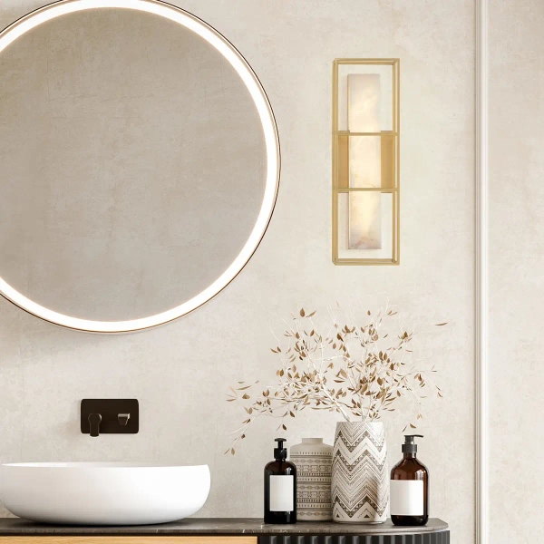 Lampa ścienna QN-BLAKLEY-M-BG LED 13W 3000K IP44 prostokąt złoty