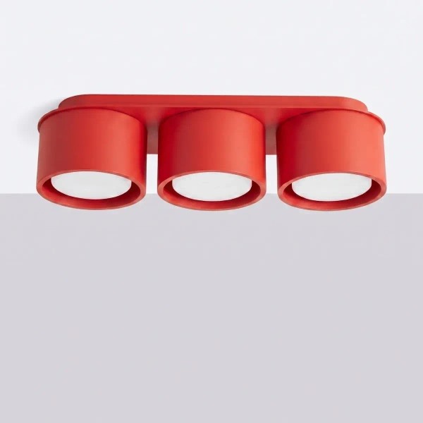 Potrójna lampa sufitowa MODO czerwona SL.2480 3xGx53 tuby metalowe
