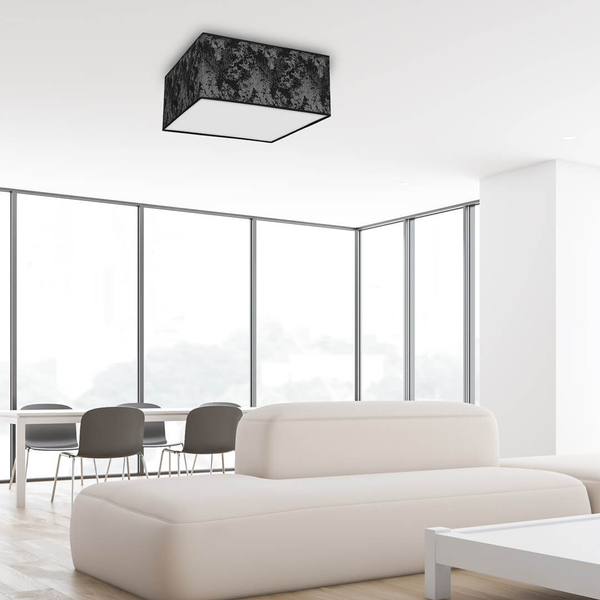 Kwadratowa lampa sufitowa Satino do pokoju czarna srebrna